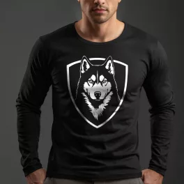 Husky férfi hosszú ujjú póló / Fekete
