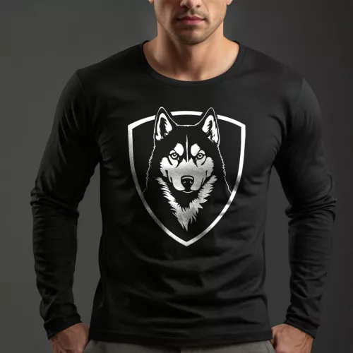 Husky férfi hosszú ujjú póló / Fekete