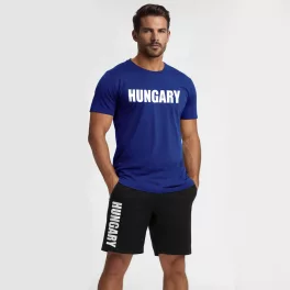Hungary férfi póló + rövidnadrág / Kék - fekete