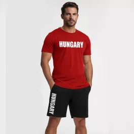 Hungary férfi póló + rövidnadrág / Piros - fekete