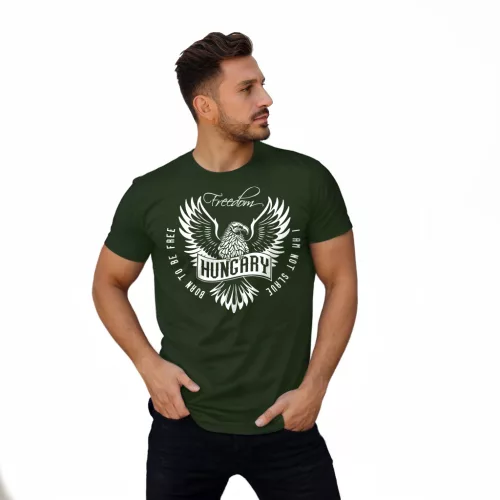 Hungary Falcon. Born to be free, i am not slave - férfi póló / Army