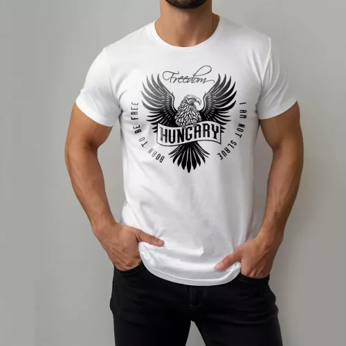 Hungary Falcon. Born to be free, i am not slave - férfi póló / Fehér