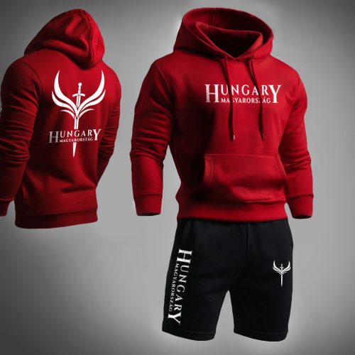 Hungary -  piros pulóver + fekete rövidnadrág 