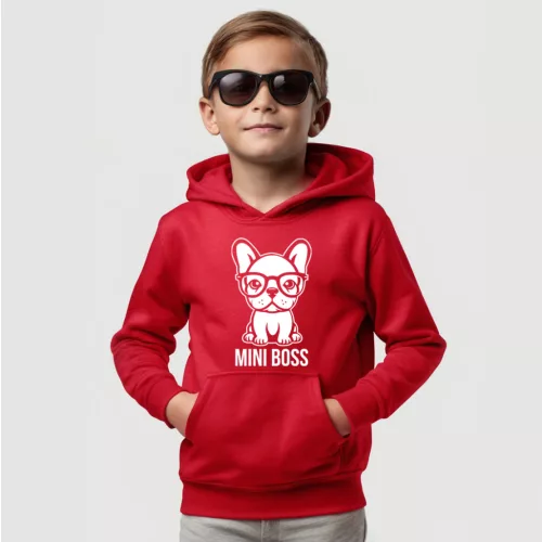 Mini boss - Francia bulldog gyerek pulóver / Piros