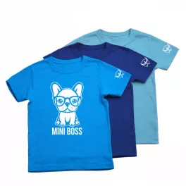   Mini Boss - Francia bulldog gyerek póló csomag - 3 db (aqua, királykék, atoll blue)