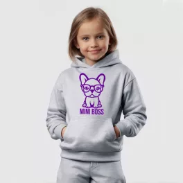 Mini boss - Francia bulldog gyerek pulóver / Szürke