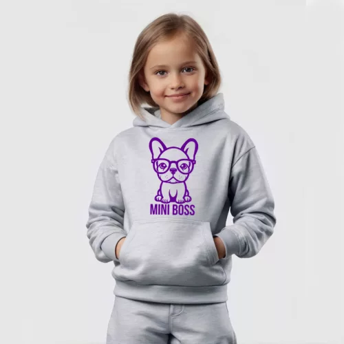 Mini boss - Francia bulldog gyerek pulóver / Szürke