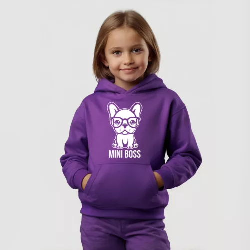 Mini boss - Francia bulldog gyerek pulóver / Lila