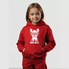 Mini boss - Francia bulldog gyerek pulóver / Piros