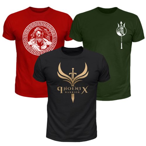 Mitológia férfi póló csomag - 3 db (Piros, fekete, army)