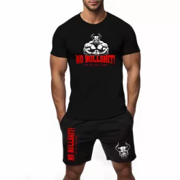   No bullshit! Go to the gym! -  Férfi fekete póló + rövidnadrág