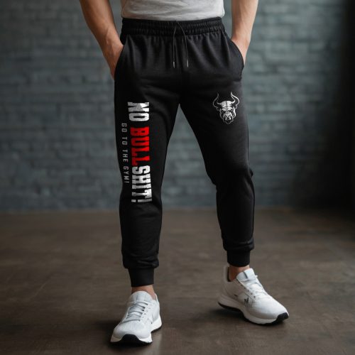 No bullshit, go to the gym fekete melegítőnadrág
