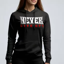 Never give up! - Női pulóver / Fekete