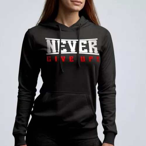 Never give up! - Női pulóver / Fekete