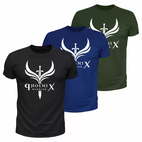 Phoenix warrior férfi póló csomag - 3 db (Fekete, kék, army)
