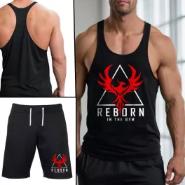   Reborn in the gym stringer trikó (fekete) + rövidnadrág (fekete)