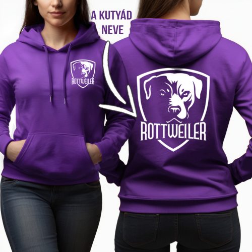 Rottweiler női pulóver - A saját kutyád nevével / Lila