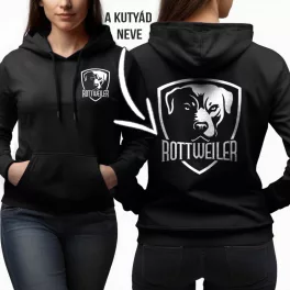   Rottweiler női pulóver - A saját kutyád nevével / Fekete