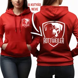 Rottweiler női pulóver - A saját kutyád nevével / Piros