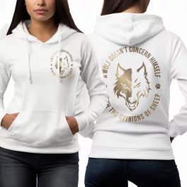   A wolf doesn't concern himself with the opinions of sheep  - Női pulóver / Fehér