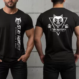 Stay hungry strong like a wolf férfi póló / Fekete