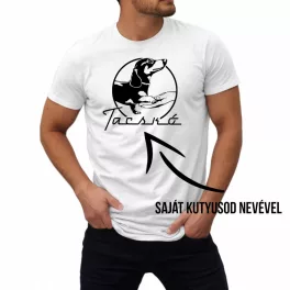  Tacskó nagy mintás férfi póló - Saját kutyusod nevével / Fehér