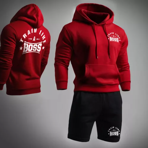 Train like a boss piros pulóver + fekete rövidnadrág 