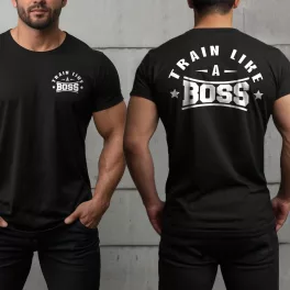 Train like a boss férfi póló / Fekete