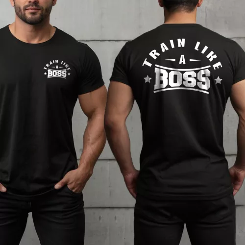 Train like a boss férfi póló / Fekete