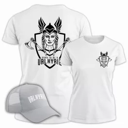   Born to be a Valkyrie Női póló + baseball sapka / Fehér - szürke