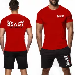   Beast genetics -  Férfi póló + rövidnadrág / Piros - fekete