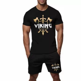Viking warrior - Férfi fekete póló + fekete rövidnadrág