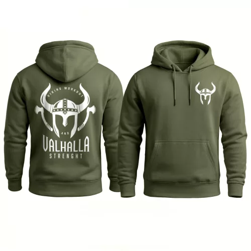 Viking workout and valhalla streinght PRÉMIUM pulóver / Army