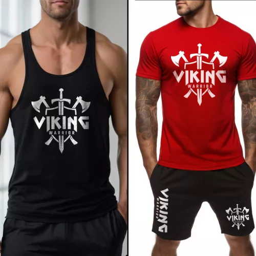 Viking Warrior - Fekete stringer trikó + piros póló + fekete rövidnadrág
