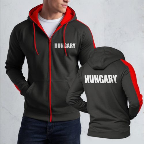 Hungary cipzáras pulóver / Fekete-piros